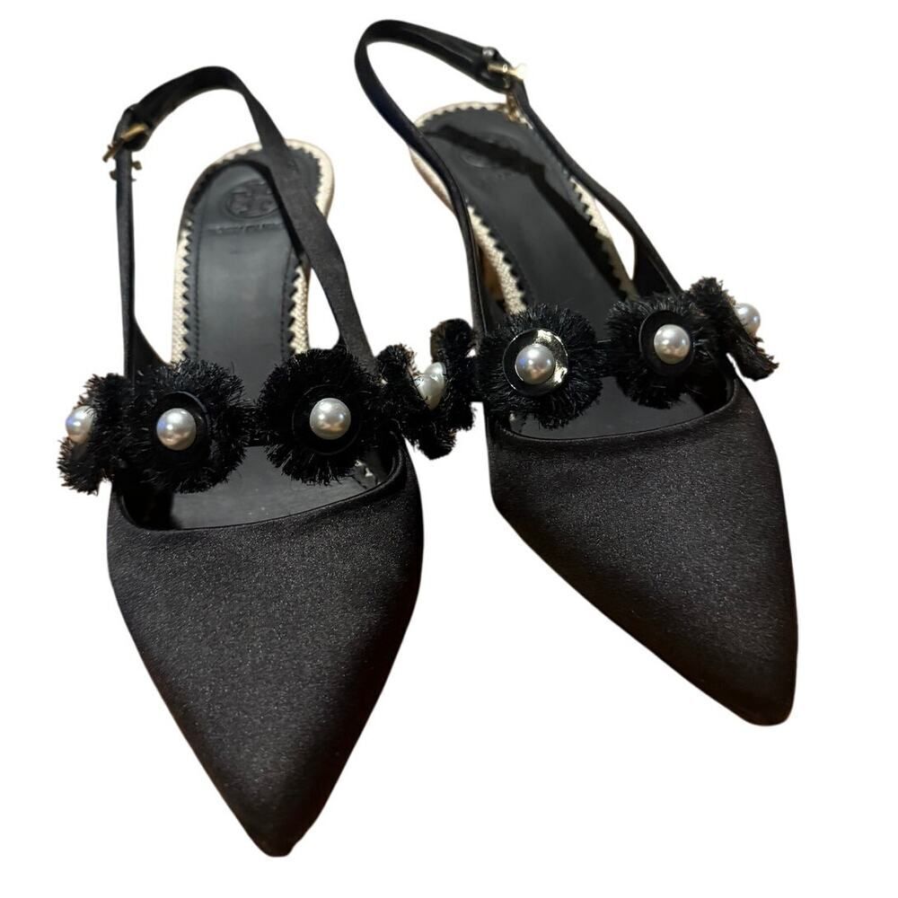 Tory Burch Penelope Black Slingback Heels Sz. 6.5 - Picture 2 of 8